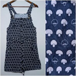Black Mushrooms Overalls Dress Size Small Cottagecore Fairy Grunge Earthy Indie
